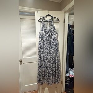 Floral Blue and White Maxi Dress